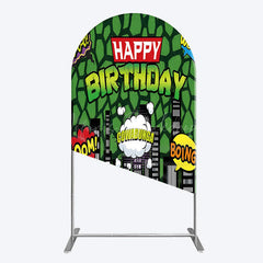 Lofaris Modern Buildings Cartoon Birthday Arch Backdrop