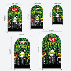 Lofaris Modern Buildings Cartoon Birthday Arch Backdrop