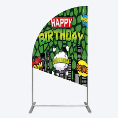 Lofaris Modern Buildings Cartoon Birthday Half Moon Arch Backdrop