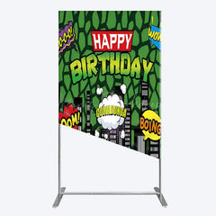 Lofaris Modern Buildings Cartoon Birthday Rectangle Backdrop