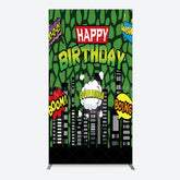 Lofaris Modern Buildings Cartoon Birthday Rectangle Backdrop