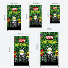 Lofaris Modern Buildings Cartoon Birthday Rectangle Backdrop