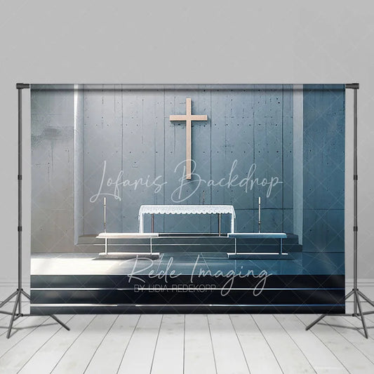 Lofaris Modern Concrete Church Cross Backdrop Sunlight Altar Religious Event Studio Photography Background