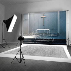 Lofaris Modern Concrete Church Cross Backdrop Sunlight Altar Religious Event Studio Photography Background