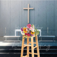 Lofaris Modern Concrete Church Cross Backdrop Sunlight Altar Religious Event Studio Photography Background