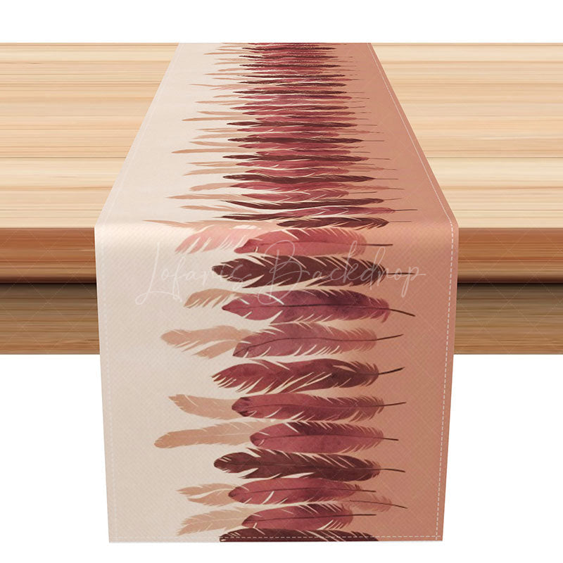 Lofaris Modern Feather Table Runner with Dark Pink Gradient Pattern for Chic and Glamorous Dining Decor