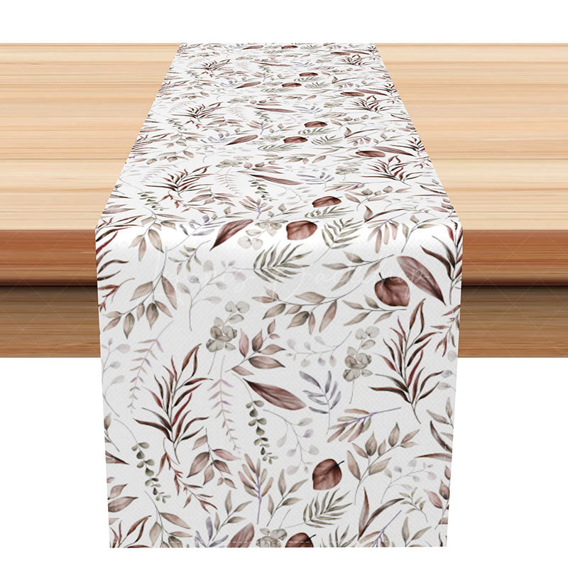 Lofaris Modern Floral Table Runner with Tropical Plants and Leaves Abstract Botanical Design Fresh Chic Kitchen Decor