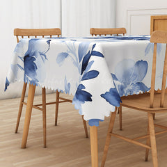 Lofaris Modern Floral Tablecloth with White and Violet Flowers for Spring Wedding or Elegant Dining Room Decor