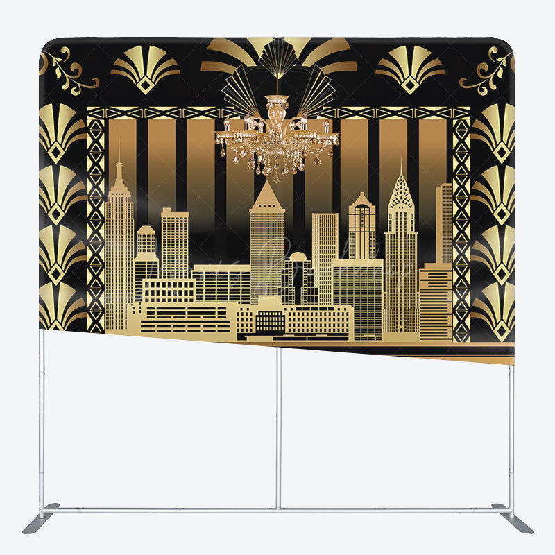 Lofaris Modern Gatsby World Black Square Tension Backdrop