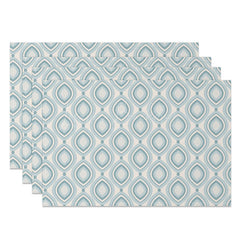 Lofaris Modern Geometric Placemats Set of 4 with Blue and White Oval Pattern for Contemporary Kitchen Decor