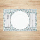 Lofaris Modern Geometric Placemats Set of 4 with Blue and White Oval Pattern for Contemporary Kitchen Decor