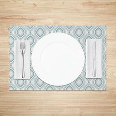 Lofaris Modern Geometric Placemats Set of 4 with Blue and White Oval Pattern for Contemporary Kitchen Decor
