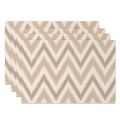 Lofaris Modern Geometric Placemats Set of 4 with Brown Wavy Pattern for Mid-Century and Boho Dining Decor