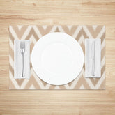 Lofaris Modern Geometric Placemats Set of 4 with Brown Wavy Pattern for Mid-Century and Boho Dining Decor