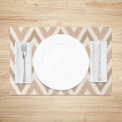 Lofaris Modern Geometric Placemats Set of 4 with Brown Wavy Pattern for Mid-Century and Boho Dining Decor
