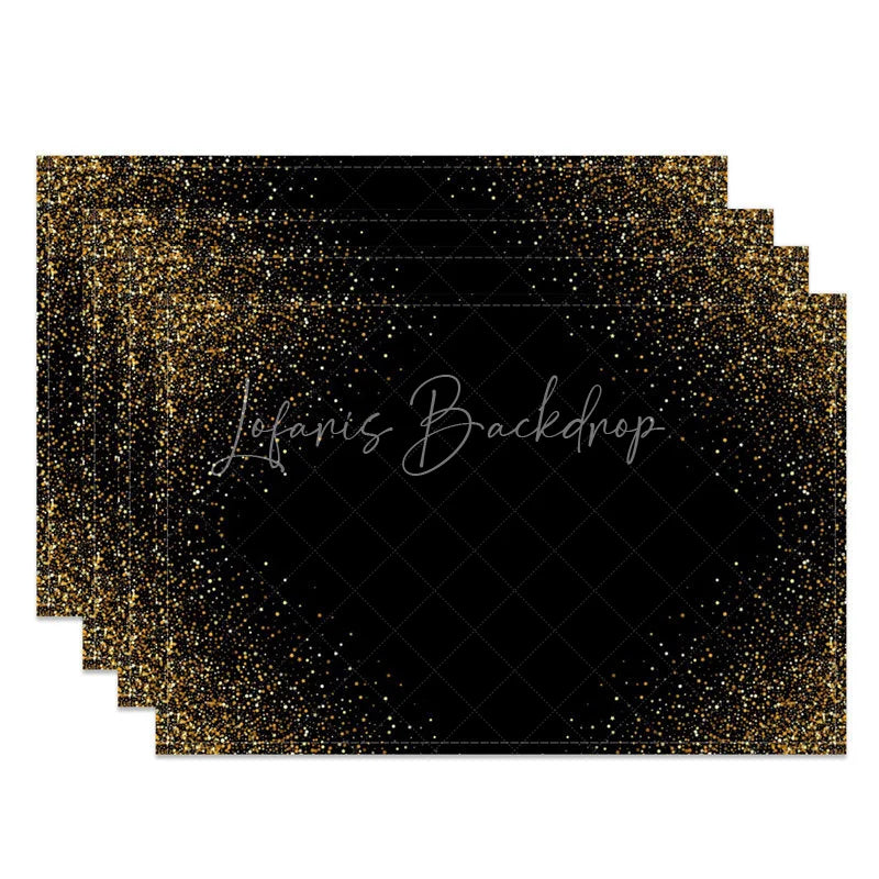 Lofaris Modern Gold Glitter Edge Set of 4 Placemats Elegant Abstract Design for Wedding and Holiday Parties