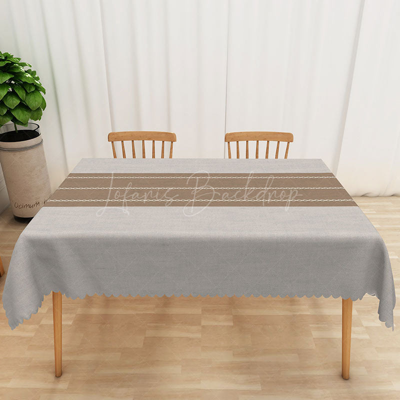 Lofaris Modern Gray and Brown Stripe Rectangle Tablecloth for Neutral Farmhouse Contemporary Kitchen Decor