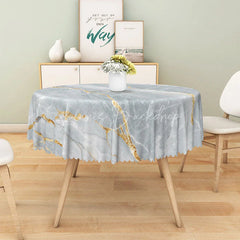 Lofaris Modern Gray and Gold Marble Round Tablecloth for Elegant Luxury Kitchen Dining Room Decor