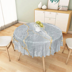 Lofaris Modern Gray and Gold Marble Round Tablecloth for Elegant Luxury Kitchen Dining Room Decor