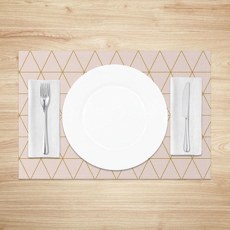 Lofaris Modern Gray and Pink Rhombus Dining Set of 4 Placemats for Contemporary Geometric Kitchen Table Decor