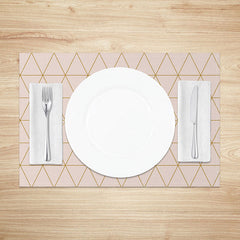 Lofaris Modern Gray and Pink Rhombus Dining Set of 4 Placemats for Contemporary Geometric Kitchen Table Decor