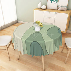 Lofaris Modern Green and Beige Stripe Round Tablecloth for Neutral Earth Tone Kitchen Dining Decor