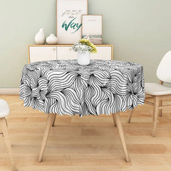 Lofaris Modern Green and White Geometric Round Tablecloth for Contemporary Minimalist Spring Dining Decor