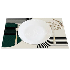 Lofaris Modern Green Black and Gray Geometric Set of 4 Placemats for Contemporary Abstract Dining Decor
