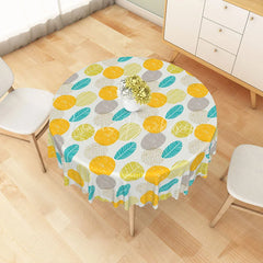 Lofaris Modern Green Leaf and Orange Dot Round Tablecloth for Fun Contemporary Spring Summer Decor