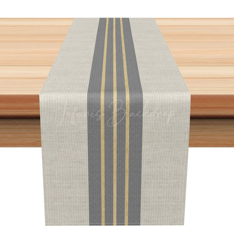 Lofaris Modern Grey and White Striped Table Runner Minimalist Dining Decor Simple Geometric Pattern Kitchen Linen