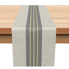 Lofaris Modern Grey and White Striped Table Runner Minimalist Dining Decor Simple Geometric Pattern Kitchen Linen