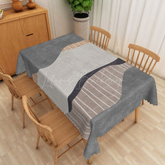 Lofaris Modern Grey Lines Edging Rectangle Tablecloth