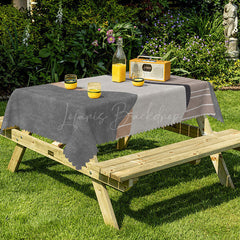 Lofaris Modern Grey Lines Edging Rectangle Tablecloth