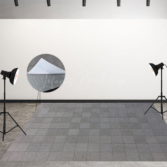 Lofaris Modern Grey Stone Pattern Plaid Fabric Floor Mat