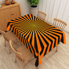 Lofaris Modern Halloween Rectangle Tablecloth with Orange and Black Stripes for Festive Spooky Party Decor