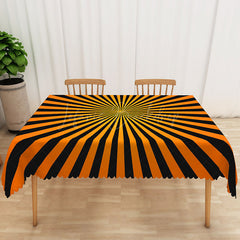 Lofaris Modern Halloween Rectangle Tablecloth with Orange and Black Stripes for Festive Spooky Party Decor