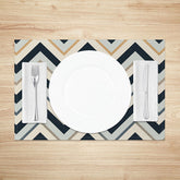 Lofaris Modern Herringbone Geometric Pattern Set of 4 Placemats for Farmhouse and Contemporary Kitchen Dining