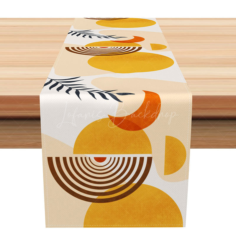 Lofaris Modern Khaki Semicircle Pattern Table Runner Abstract Geometric Design Minimalist and Chic Kitchen Decor