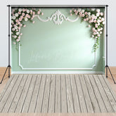 Lofaris Modern Light Green Floral Wall Combo Set Backdrop