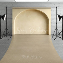 Lofaris Modern Minimalist Beige Arch Sweep Backdrop Elegant Neutral Textured Wall for Studio Photography