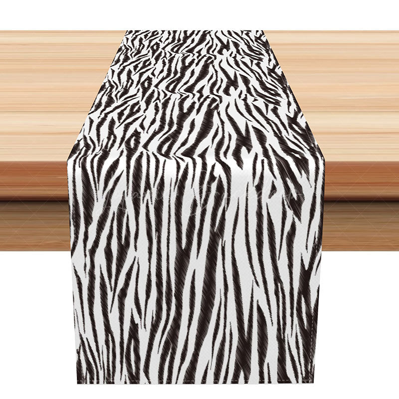 Lofaris Modern Minimalist Table Runner with Black Irregular Stripes for Contemporary and Scandinavian Kitchen