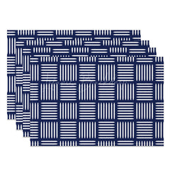 Lofaris Modern Navy Blue Stripe Pattern Set of 4 Placemats