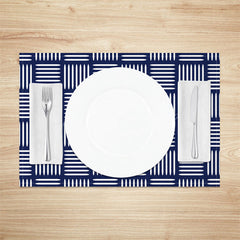Lofaris Modern Navy Blue Stripe Pattern Set of 4 Placemats