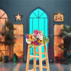 Lofaris Modern Neon Lights Window Photography Backdrop Colorful Glowing City Room 80s Themed Party or Event Photo Prop