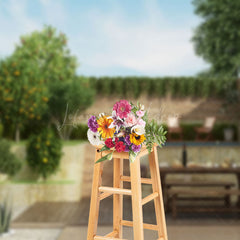 Lofaris Modern Outdoor Courtyard Tree Brick Wall Backdrop