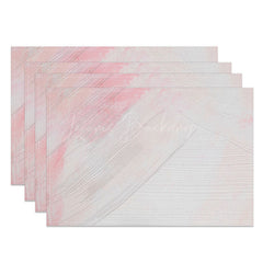 Lofaris Modern Pink and White Gradient Placemats Set of 4 with Faux Cement Texture for Contemporary Dining