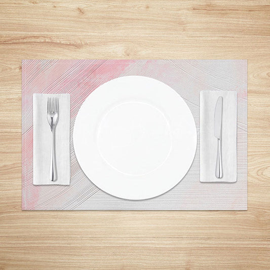 Lofaris Modern Pink and White Gradient Placemats Set of 4 with Faux Cement Texture for Contemporary Dining