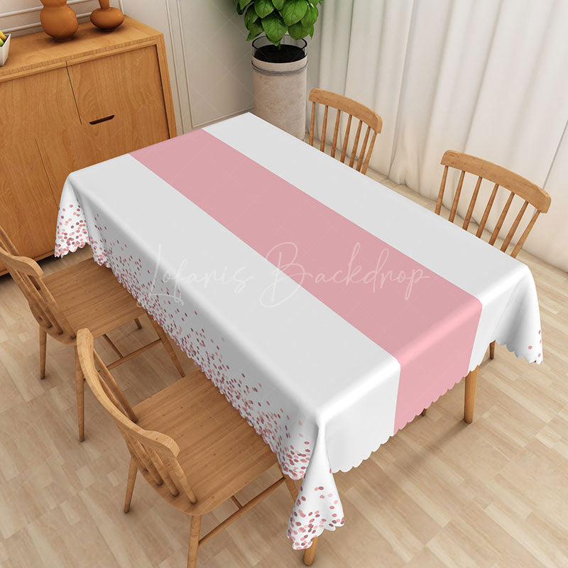 Lofaris Modern Pink and White Stripe Tablecloth for Girls Birthday Baby Shower or Bridal Party Decor