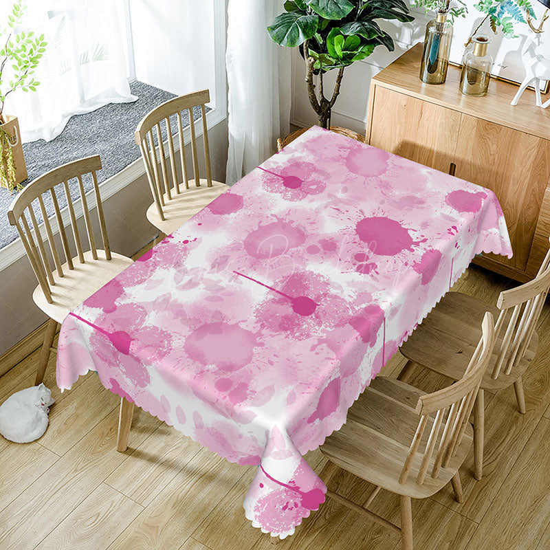 Lofaris Modern Pink Graffiti Floral Rectangle Tablecloth for Abstract and Artistic Urban Dining Room Decor