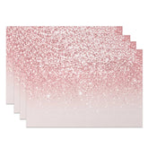 Lofaris Modern Pink on Glitter Effect Set of 4 Placemats for Glam Birthday Bachelorette and Party Decor